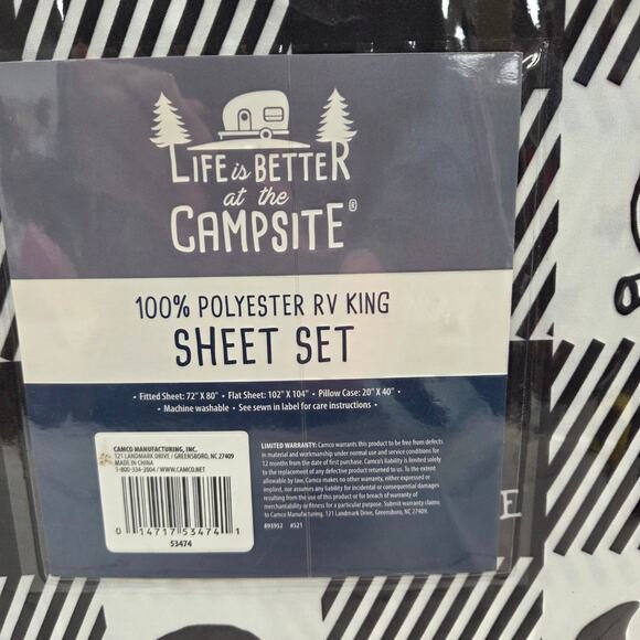 Camco Life is Better at The Campsite Camper/RV King Buffalo Plaid Black/White - Picture 3 of 5